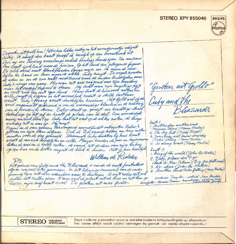 Cuby + Blizzards  Groeten Uit Grollo : LP Back